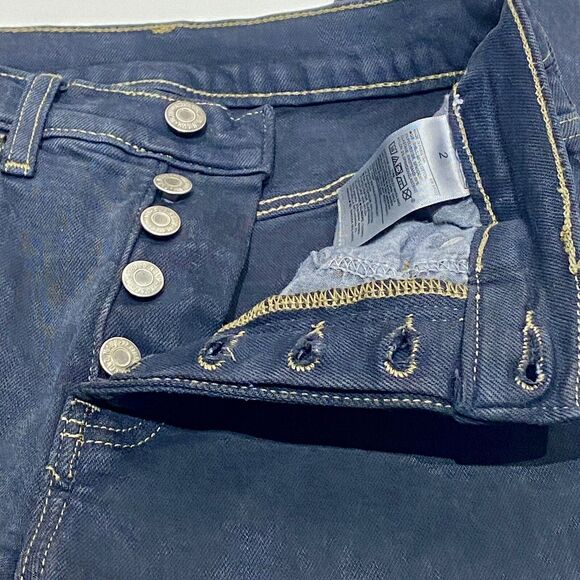 Old Navy Jeans Women 2 Faded Black Ultra High Rise Ankle Raw Fray Hem Button-Fly - Picture 5 of 9